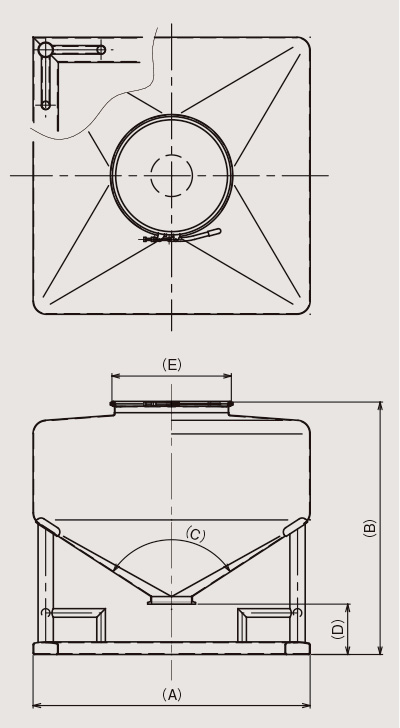 粉体用コンテナの図面