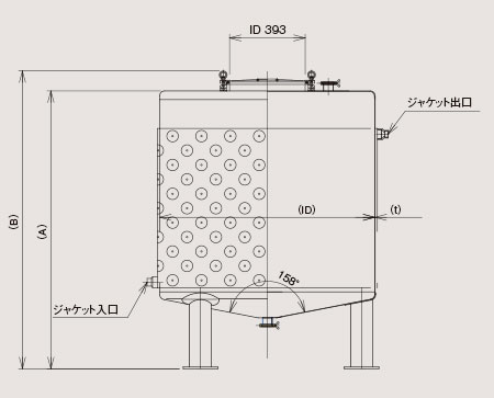 加熱冷却ジャケットタンク 加熱・冷却用の図面